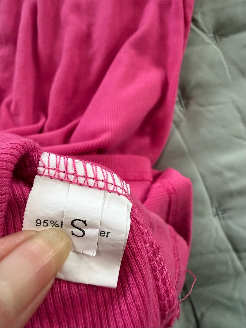 Hot Pink Ribbed Tank Top - Small - Picture 3 of 3